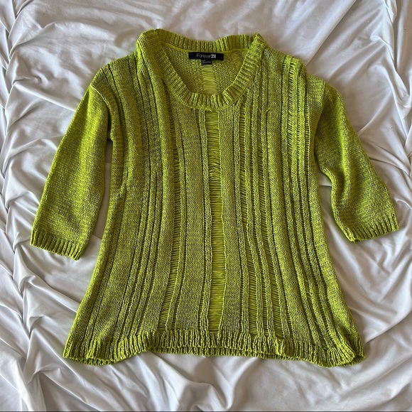 {SOLD} Neon Green Crochet Sweater - Picture 3 of 6